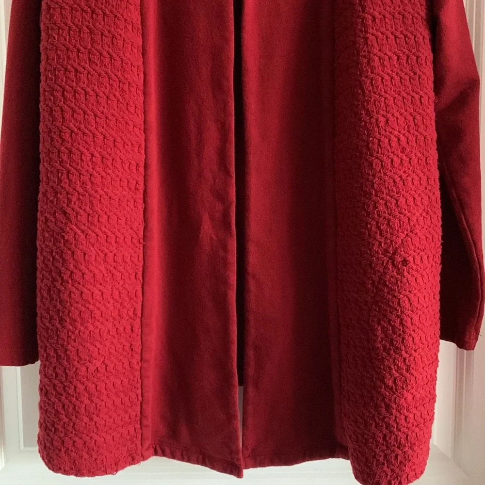 Lucky Brand *Flaw Cardigan Braid Knit Reddish Brown Medium Linen Blend Pockets